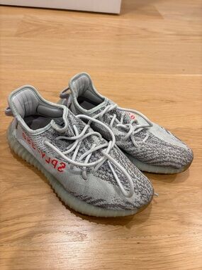 Yeezy Boost 350 V2 Ice Blue Gray with Red Stripe